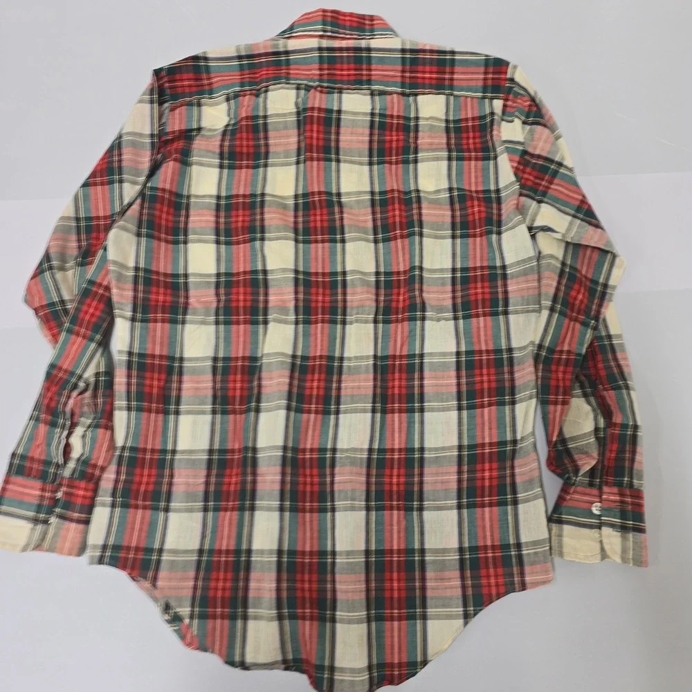 Vintage Now Breed‎ by Campus Mens Plaid Button Down Shirt Red Green 15-M-15.5